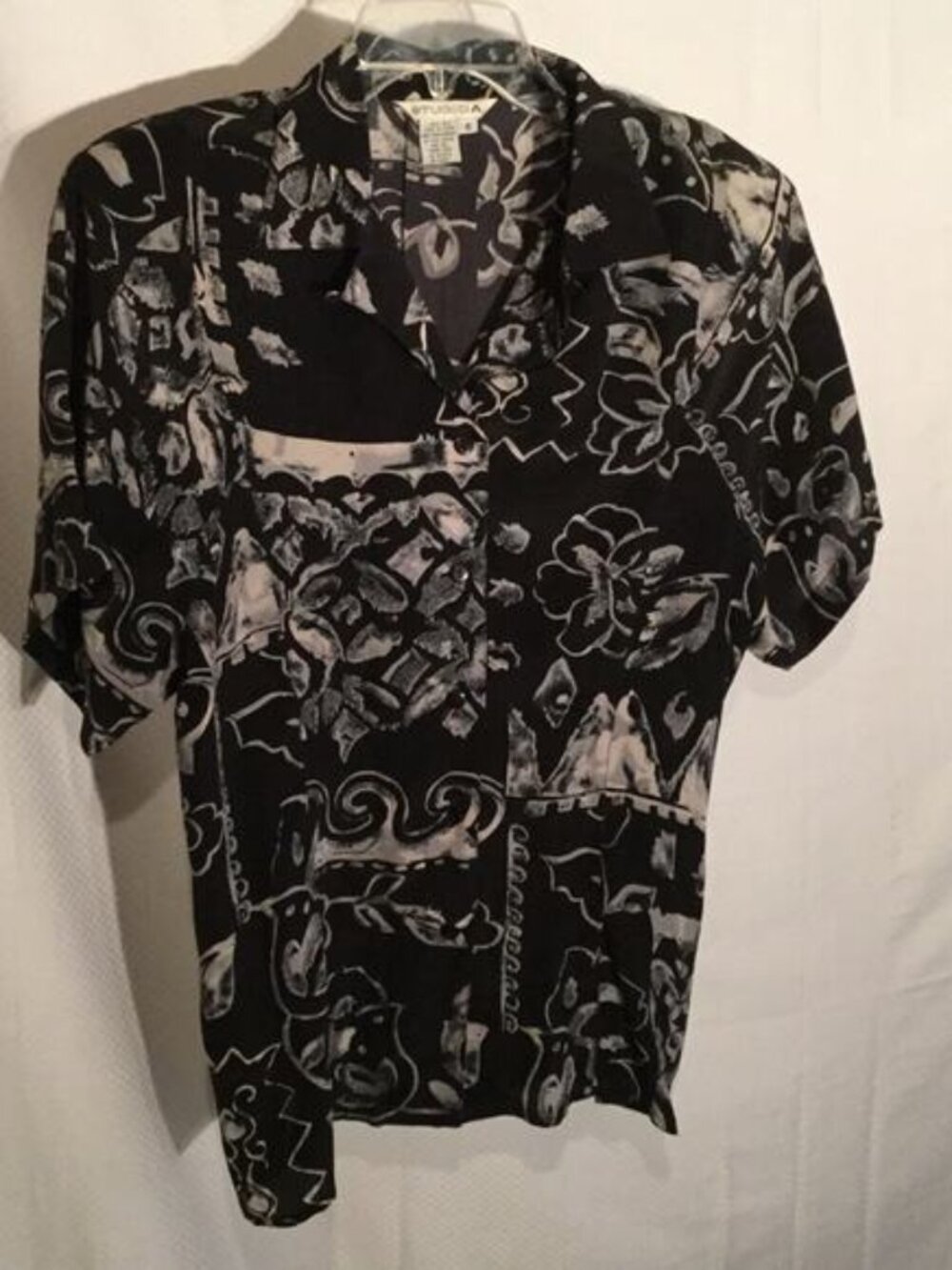 Studio A Black/grey S silk fitted style blouse